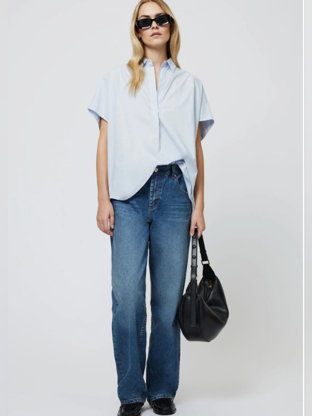 French Connection Cele Rhodes Poplin Blouse- Sky Blue XXS